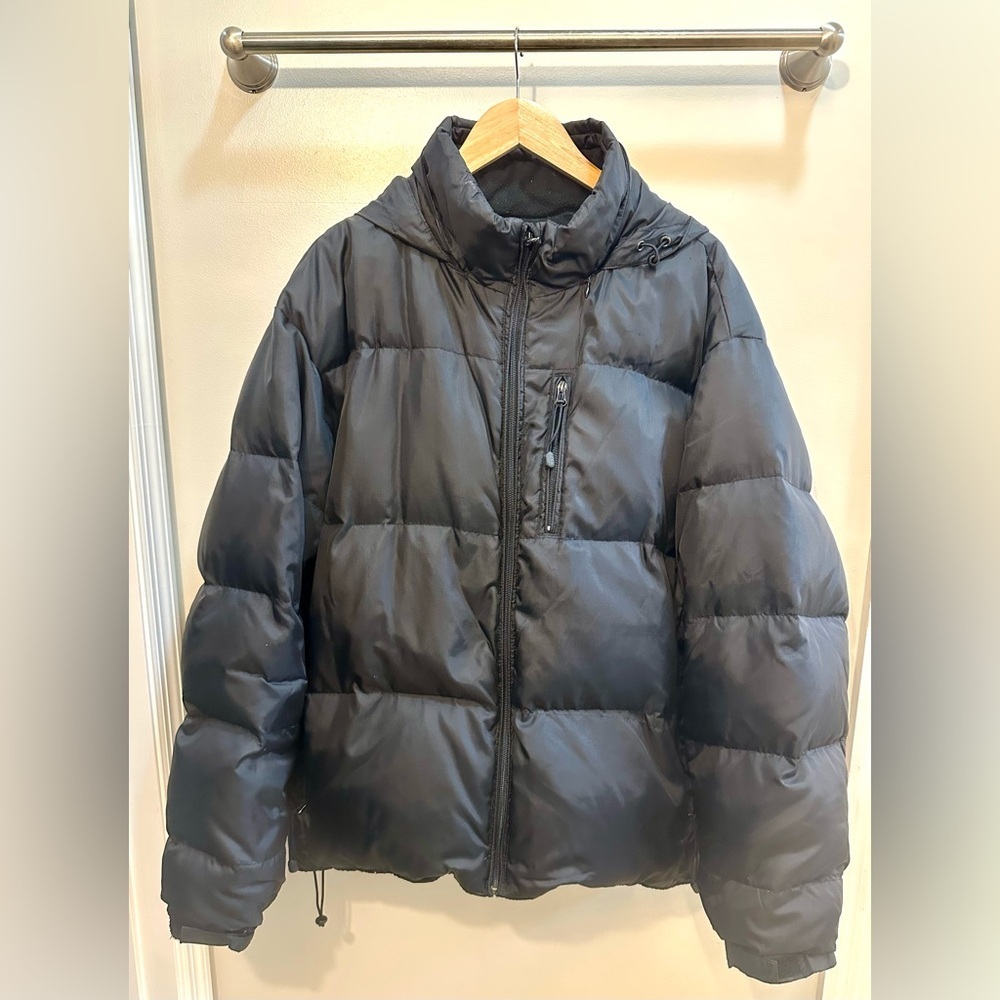 Men’s Vintage y2K Quilter Gap Down Black Puffer Jacket Size L